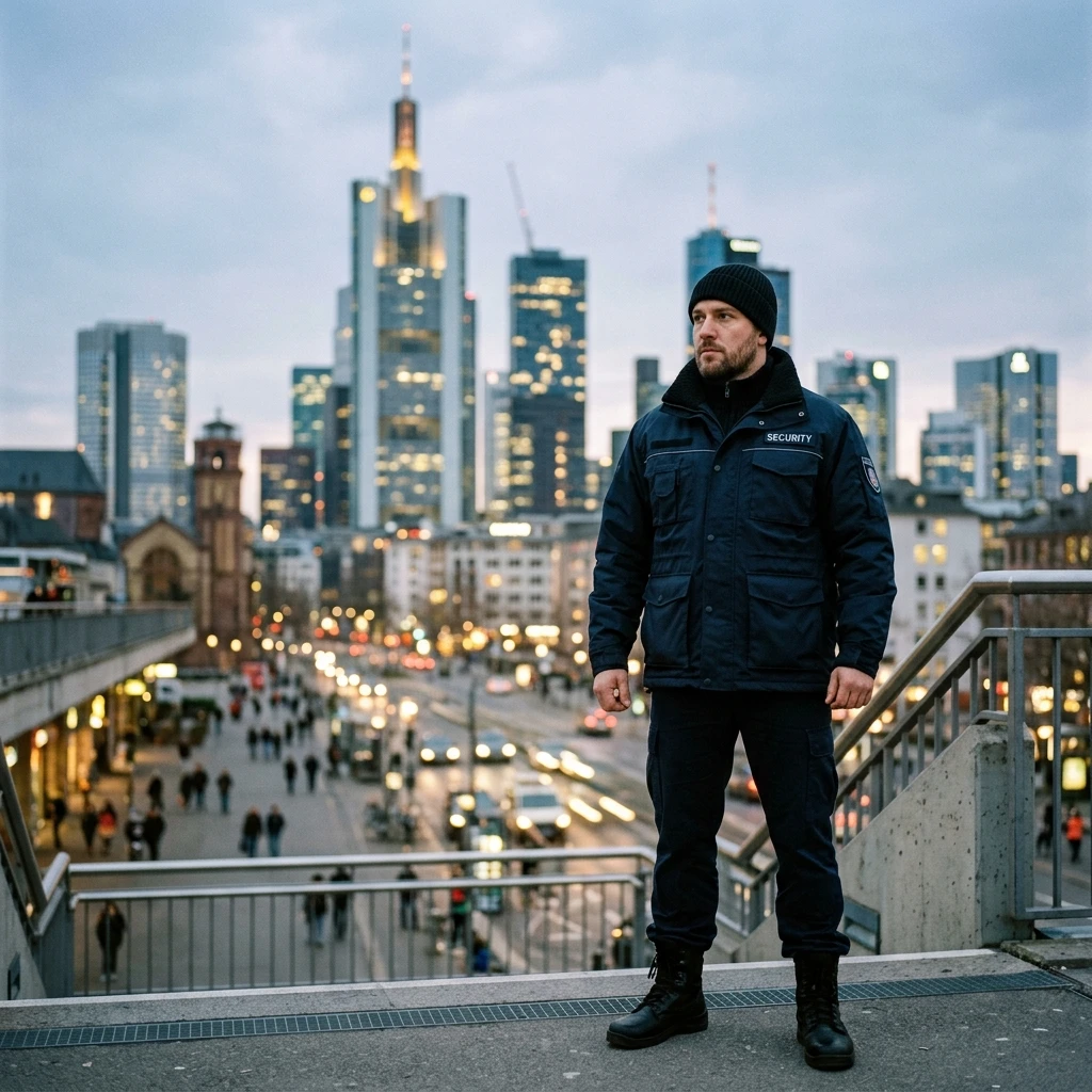 Fotografie eines Sicherheitsmitarbeiters in Frankfurt